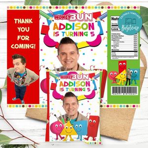 Mister Maker Birthday Honey Buns Snack Bag Label Customizable Instant Download