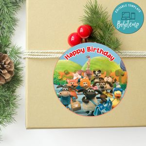 Timmy Time Circle Sticker Template Customizable to Print at Home Instant Download