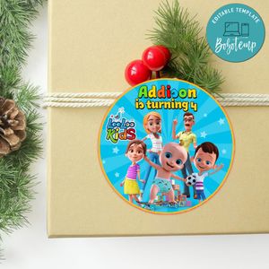 LooLoo Kids Circle Sticker Template Customizable to Print at Home Instant Download