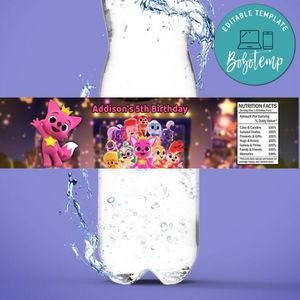 Pinkfong Bottle Label Birthday Water Bottle Label Template to Print at Home Instant Download