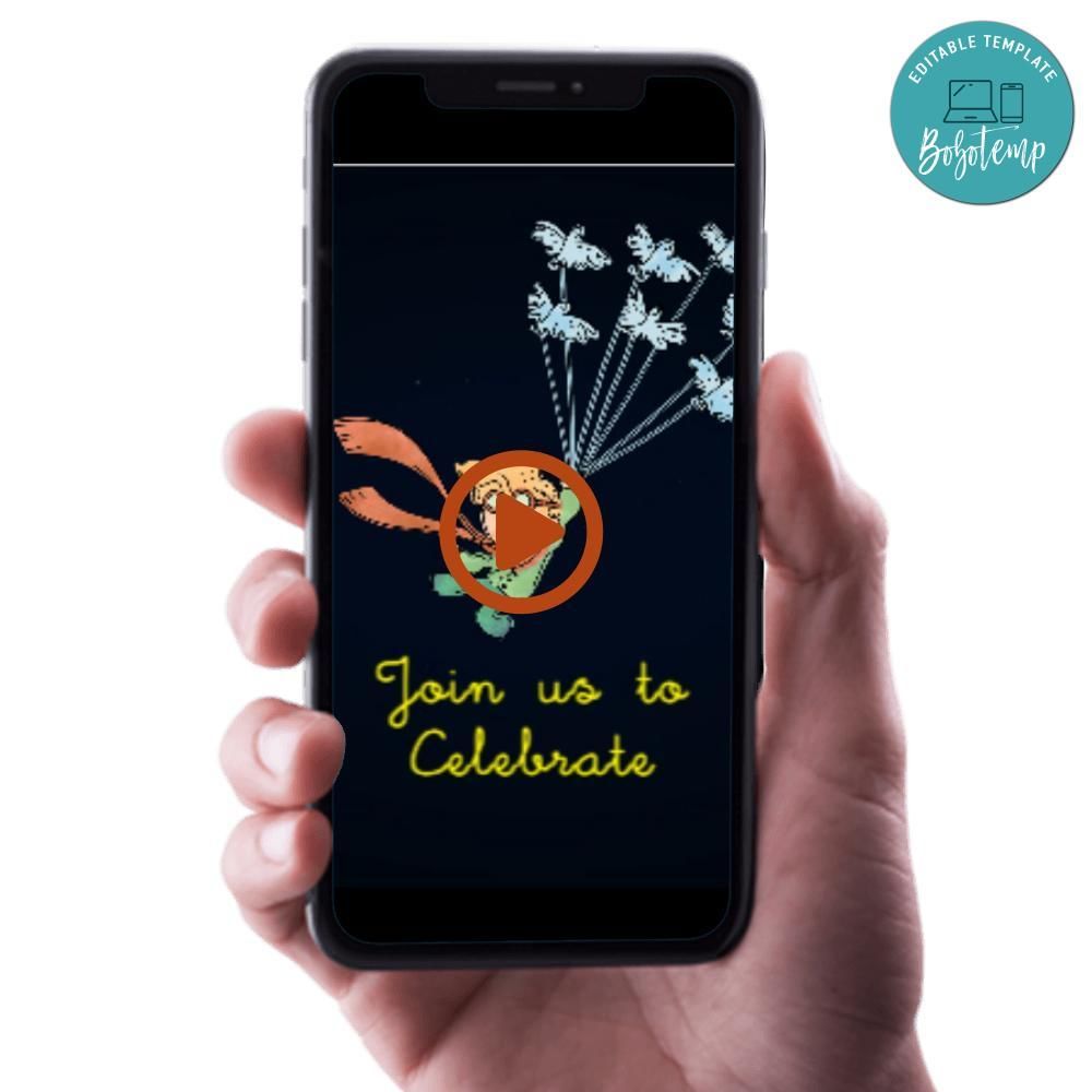 El principito Birthday Video Invitation Digital Template Customizable Instant Download