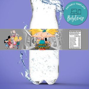 Hey Arnold Birthday Water Bottle Label Template To Print At Home Instant Download
