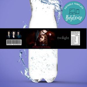 Twilight Birthday Water Bottle Label Template to Print at Home Instant Download