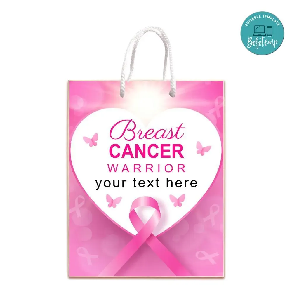 Breast Cancer Gift Bag Label Template Printable DIY | Bobotemp