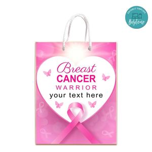 Breast Cancer Gift Bag Label Template Printable Instant Download
