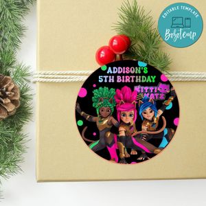 Kitti Katz Circle Sticker Template Customizable to Print at Home Instant Download