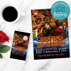 Demon Slayer Infinity Castle Invitation Customizable Template to Print at Home Instant Download