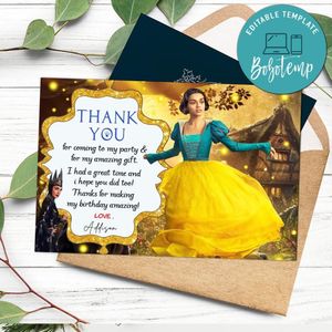 Snow White 2025 Thank You Card Customizable Template To Print At Home Instant Download