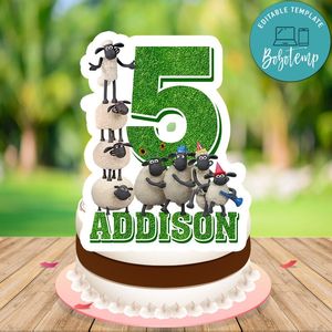 Shaun the Sheep Cake Topper Template Printable Instant Download