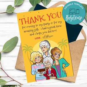 Golden Girls Thank You Card Customizable Template To Print At Home Instant Download