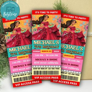Elena Of Avalor Ticket Invitation Customizable Template Instant Download