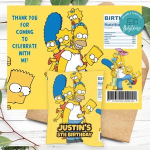 Simpson Birthday Chip Bag Digital File Printable Instant Download