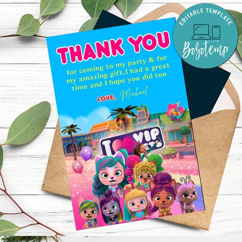 I Love Vip Pets Thank You Card Customizable Template DIY | Bobotemp