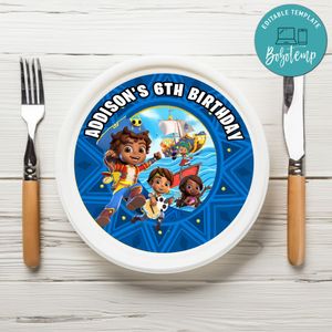 Santiago Of The Seas Birthday Plate Template Customizable To Print At Home Instant Download