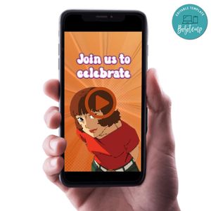 Paprika anime Video Birthday Invitation Digital Template Customizable Instant Download