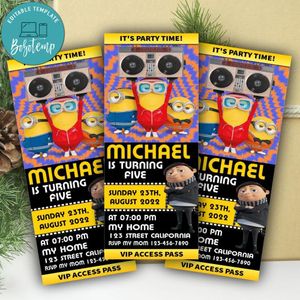 Minions the rise of gru Ticket Invitation Customizable Template Instant Download