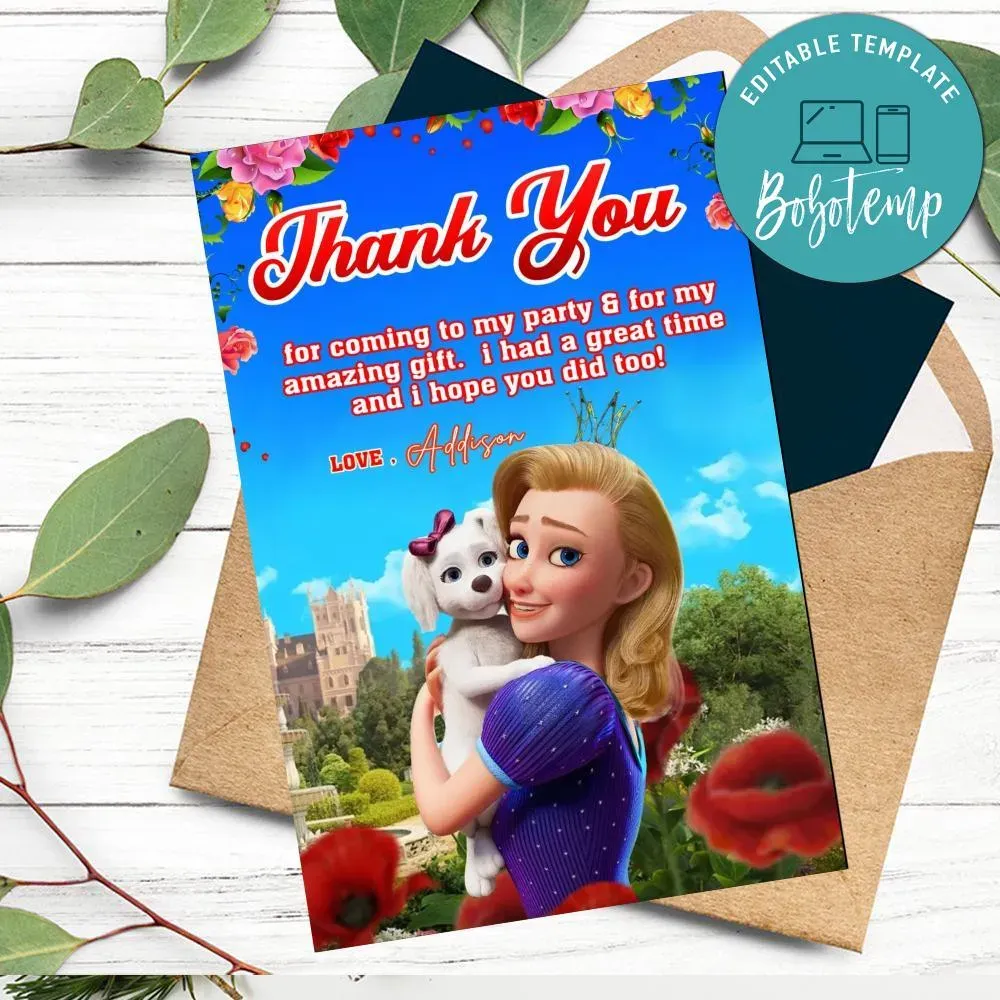 The Proud Princess Thank You Card Customizable Template DIY | Bobotemp Shop