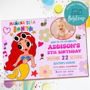 Manana sera bonito Birthday Invitation with Photo Customizable Template to Print at Home Instant Download