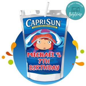 Ponyo Capri Sun Birthday Labels Digital File Printable Instant Download