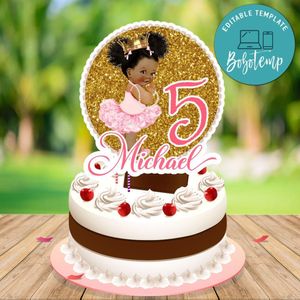 African Princess Cupcake Topper Cake Topper Template Printable Instant Download