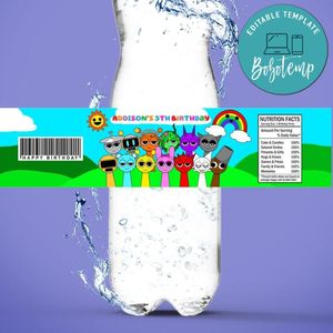 Sprunki Birthday Water Bottle Label Template To Print At Home Instant Download