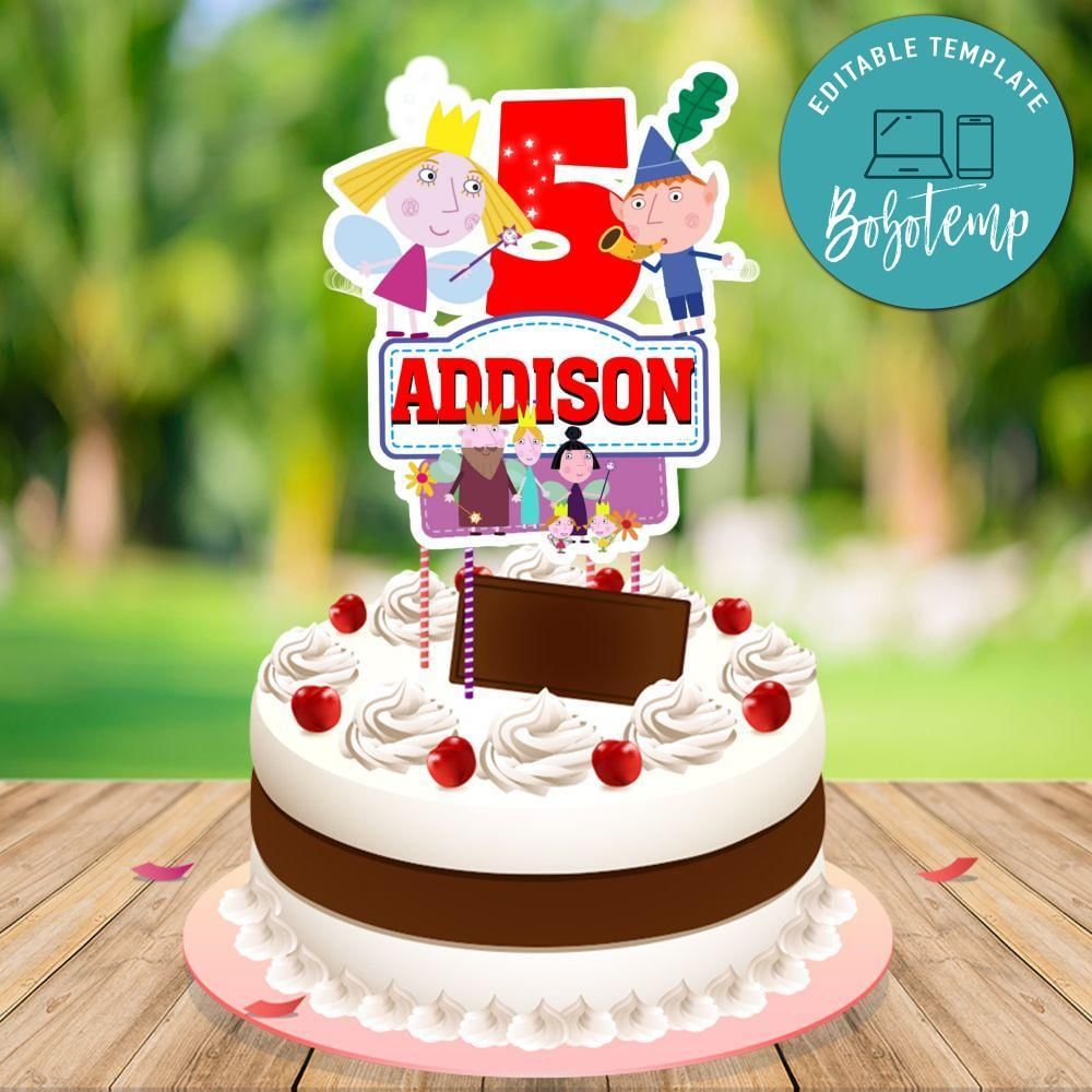 Ben And Holly's Little Kingdom Cake Topper Template Printable Instant Download