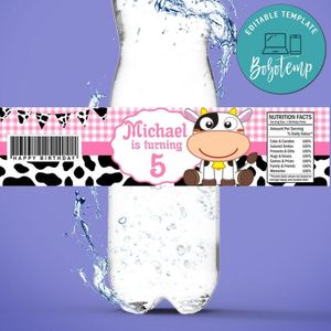 Vaca Lola Birthday Water Bottle Label Template to Print at Home Instant Download