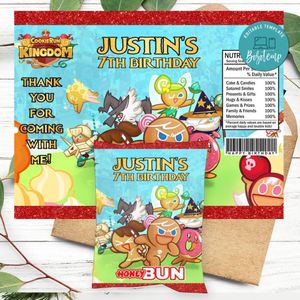 Cookie Run Birthday Honey Buns Snack Bag Label Customizable Instant Download