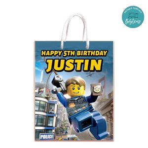 Lego City Gift Bag Label Template Printable Instant Download