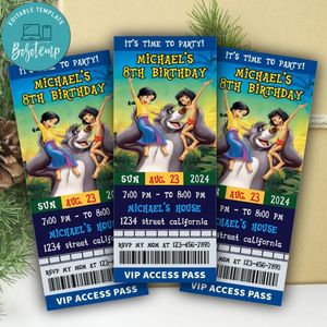 The Jungle Book Ticket Invitation Customizable Template Instant Download