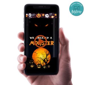 We created a monster halloween Video Invitation Digital Template Customizable Instant Download