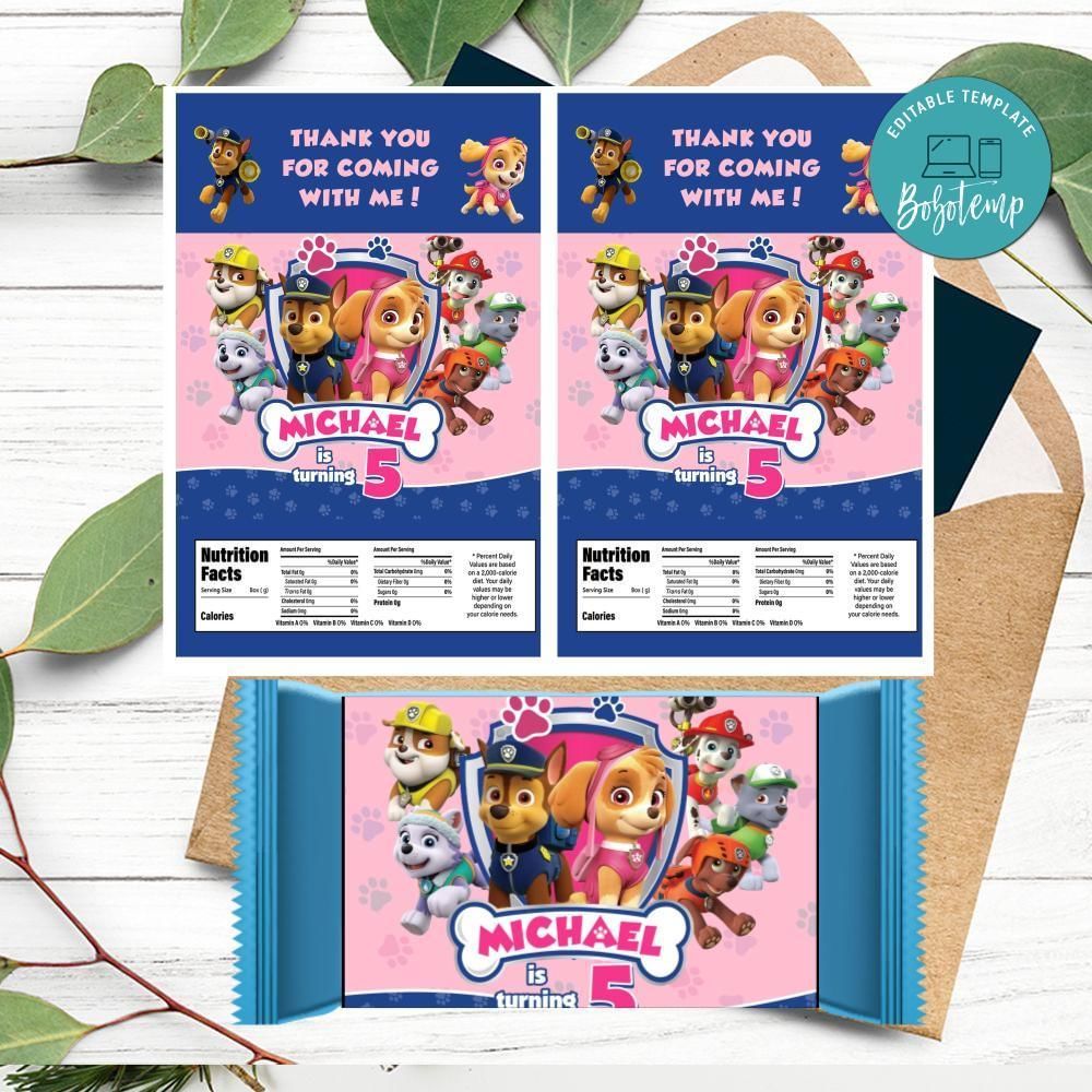 Girl Paw Patrol Rice Krispies Treats Printable Instant Download