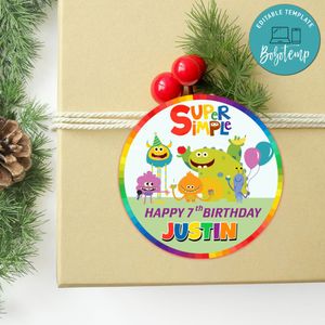 Super Simple Song Circle Sticker Template Customizable to Print at Home Instant Download