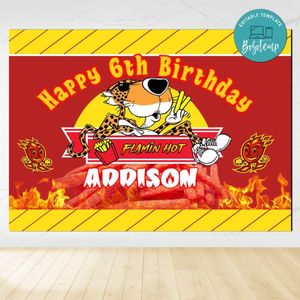 Chester Hot Fries Birthday Backdrop Digital File Template Instant Download