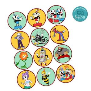 Cuphead Cupcake Toppers Template Printable Instant Download