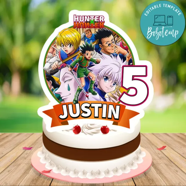Hunter X Birthday Cake Topper Template Printable | Bobotemp