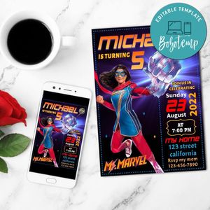 Ms. Marvel Mobile Invite Customizable Template Instant Download