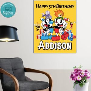 Cuphead Birthday Poster Digital File Printable Instant Download