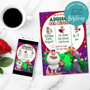 Booba Mobile Invite Customizable Template Instant Download