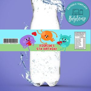 Bumble Nums Birthday Water Bottle Label Template To Print At Home Instant Download