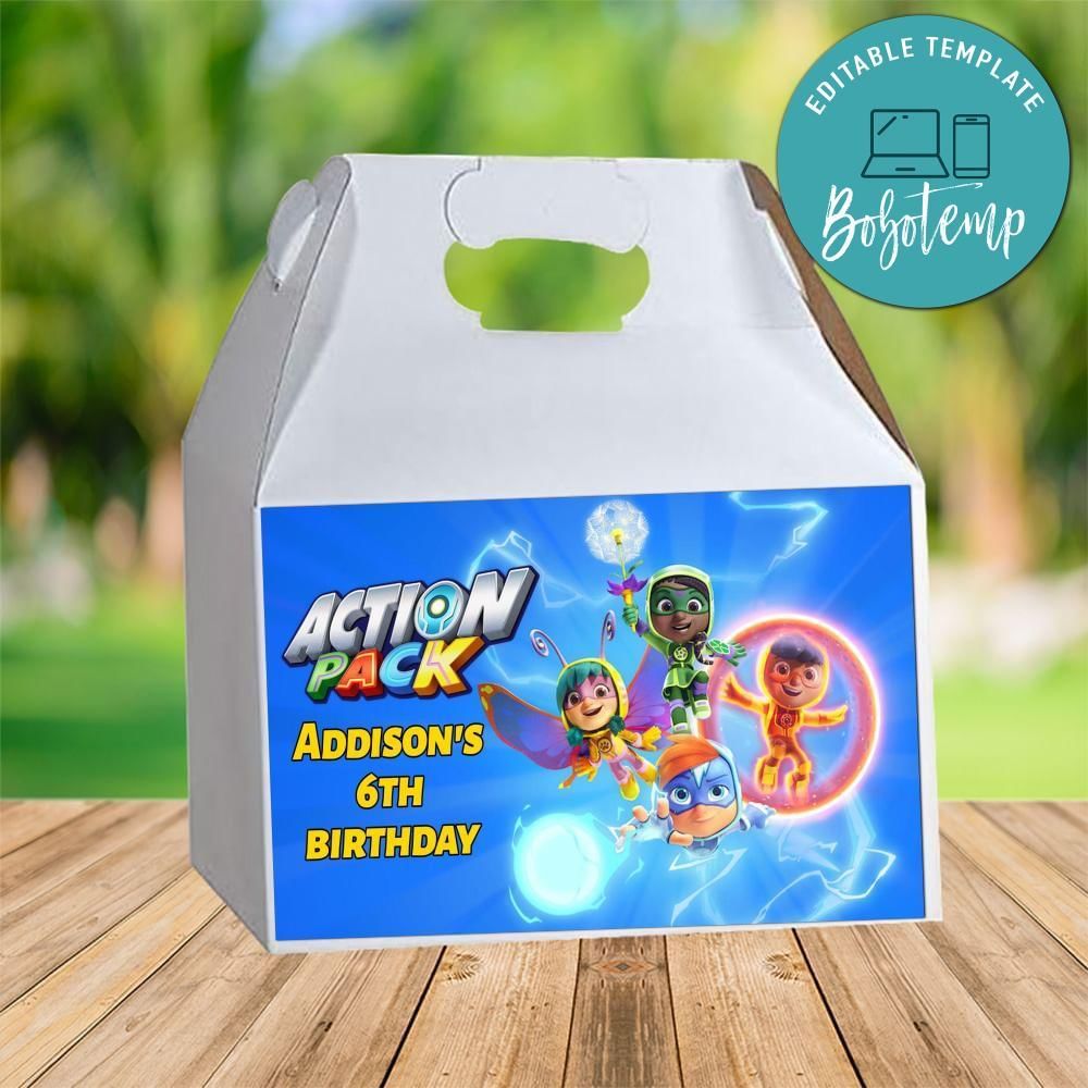 Action Pack Gable Box Digital File Printable Instant Download