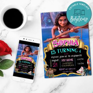 Moana 2 Invite Customizable Template to Print at Home Instant Download