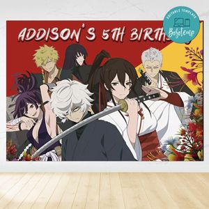 Hell's paradise Birthday Backdrop Digital File Template Instant Download