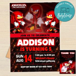 Knuckles Invitation Template Free Thank You Card Printable