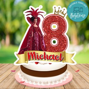 Barbie and queen of hearts Birthday Cake Topper Template Printable Instant Download