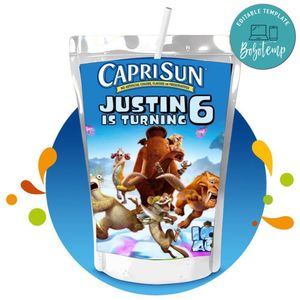 Ice Age Capri Sun Birthday Labels Digital File Printable Instant Download