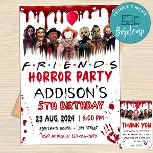 Friends Horror Movie Invitation Template Free Thank You Card Printable