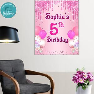 Shades Of Pink Birthday Poster Digital File Printable Instant Download