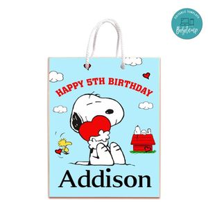 Snoopy Gift Bag Label Template Printable Instant Download