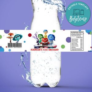 Inside out 2 Bottle Label Birthday Water Bottle Label Template to Print at Home Instant Download